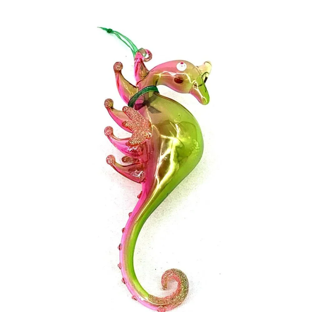Seahorse Christmas Ornament Hand Blown 6